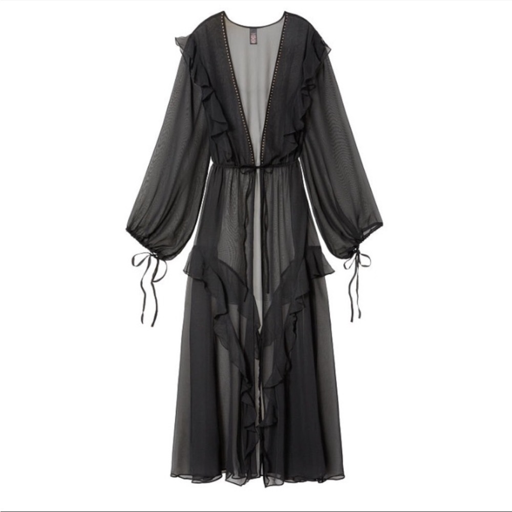 Victoria’s Secret Sheer Black Ruffle Robe - Picture 9 of 10